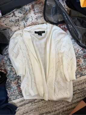 89th & Madison Cream Open-Front Cable Cardigan